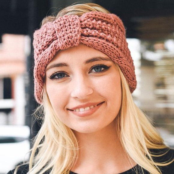 Rose Rolled Bow Knit Head Wrap - Picture 3 of 3